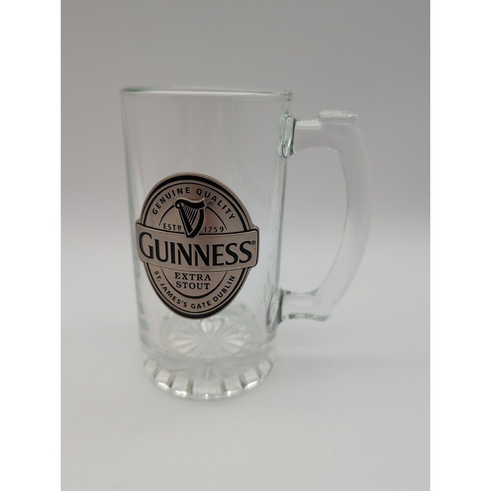 Guinness Beer Glass Mug Tankard with Metal Badge Limited Edition Heavy